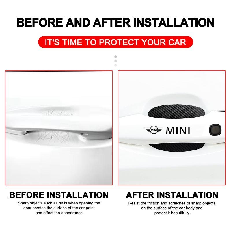Car Door Sticker Carbon Fiber Scratches Auto Handle Protection Film For Mini Cooper One S Clubman R50 R53 R56 R60 F55 F56 R57 R58 R59