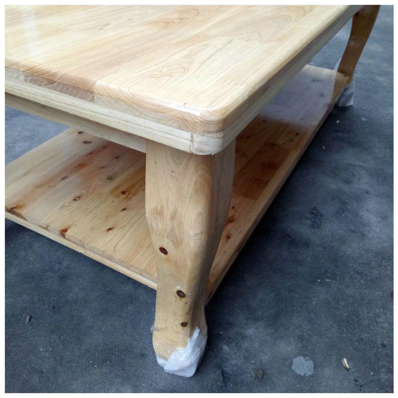 Modern Double-Layer Wooden Coffee Table with Tiger Leg Design for Small Apartments