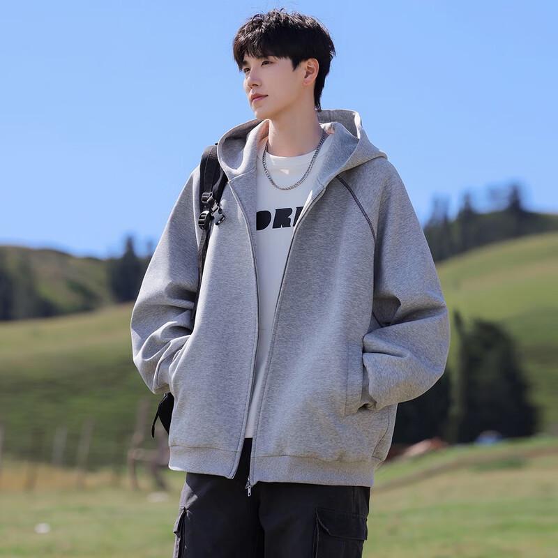 Men's American Style Spliced Hooded Cardigan Jacket