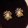 PONYKISS  Sterling Silver 18K Gold Zircon Fireworks Flower Stud Earrings for Women Cute Fine  Personality Accessories