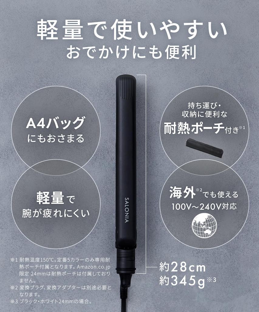 SALONIA Straightening Hair Gray Iron, Iron, 24mm, SL-004SAGR,