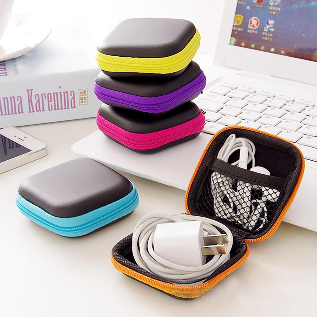 Headphone storage bag PU zipper EVA headset data line MP3//4 Portable package