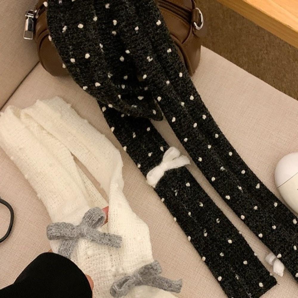 Harajuku Strickschal Punktmuster Lange Schmale Schals Einfache Schleife Wolle Schal Outdoor