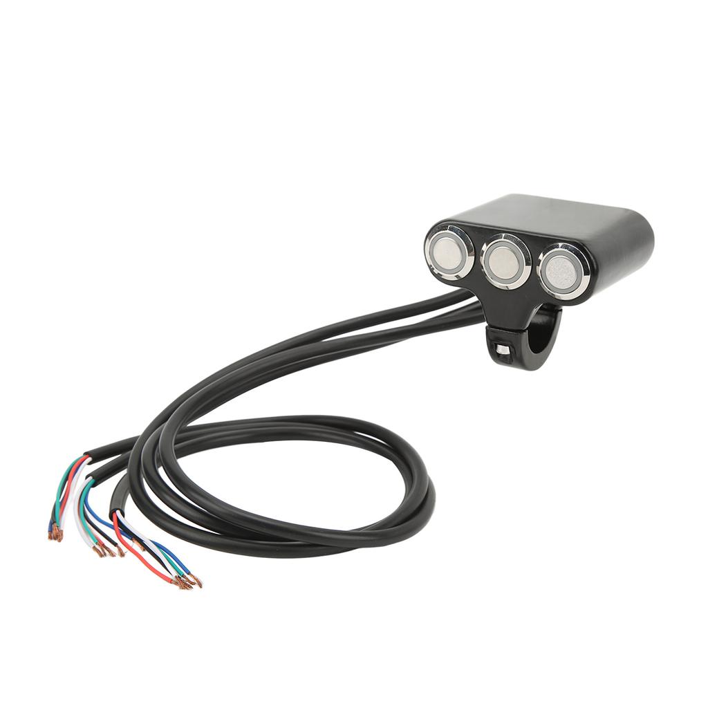 Motorcycle Push Button Aluminium Alloy 3 Bottons with Self Lock Reset Electric Bike Handlebar Switch for Conversion