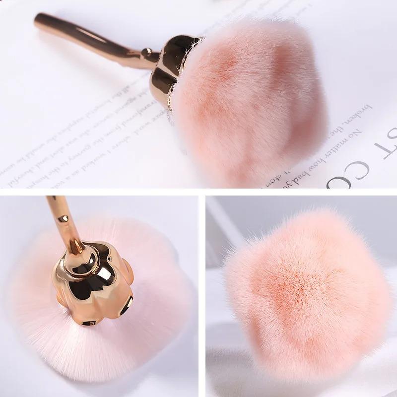 1pc Rose-Shaped Soft Brush, Nail Dust Brush, Makeup Blush Brush, Multi-Use Cleaning Tool for Manicure & Cosmetics