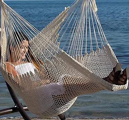 Hammock chair carabiner included Mexican style mesh + chair, off-white