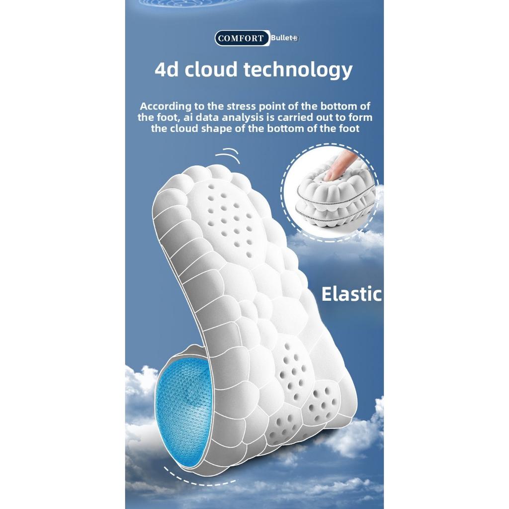 4D Cloud Sport Stoßdämpfende Einlegesohle, Geruchsresistent, Atmungsaktiv, Schweißabsorbierende Einlegesohle, Weich Elastisch, Schmerzresistent, Militärtraining Einlegesohle