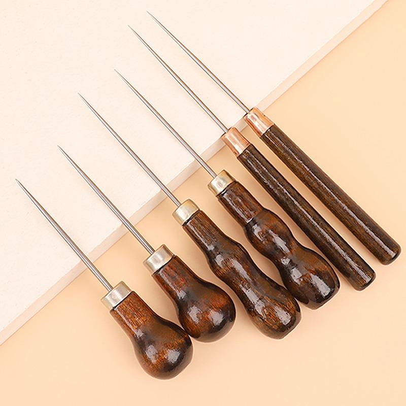 Dýňovitý ručně vyrobený kožený šídlo na piercing s dřevěnou rukojetí pro opravu obuvi