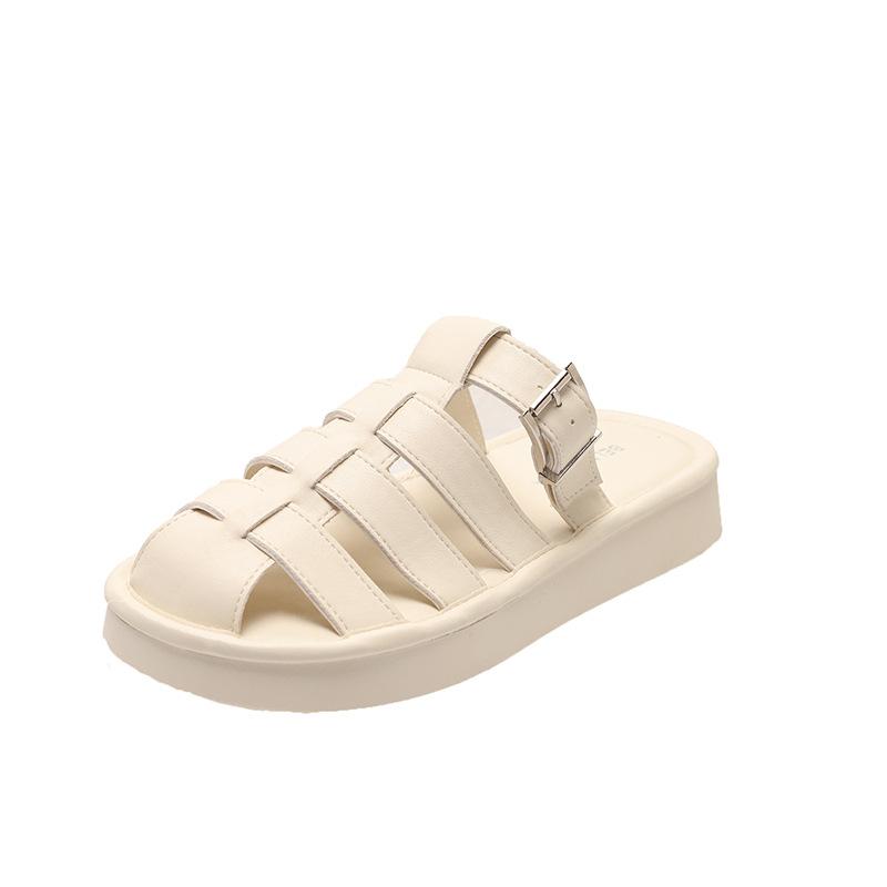 Baotou Half Slippers Women's Summer 2025 New Korean Version Flat-bottomed Buckle Outer Wear Casual Cool Slippers Beach Cool Slippers