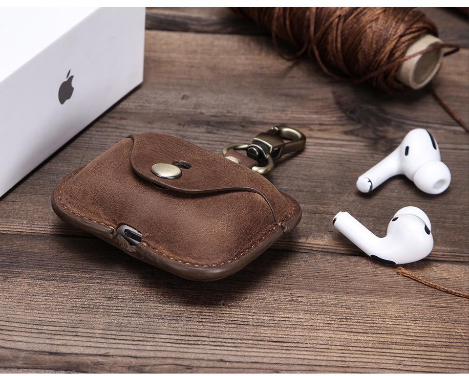 Genuine Leather Snap-Closure Flip Case for AirPods Pro