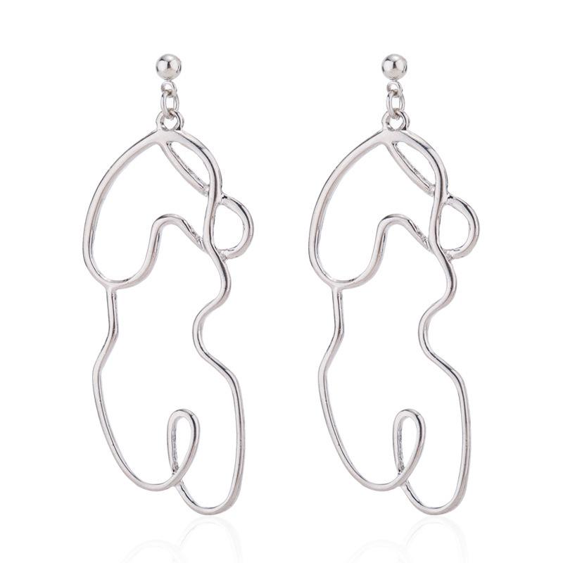 

Геометрические Элегантные Полые Серьги из Сплава Для Женщин Идеально Подходят для Подарка серебряный