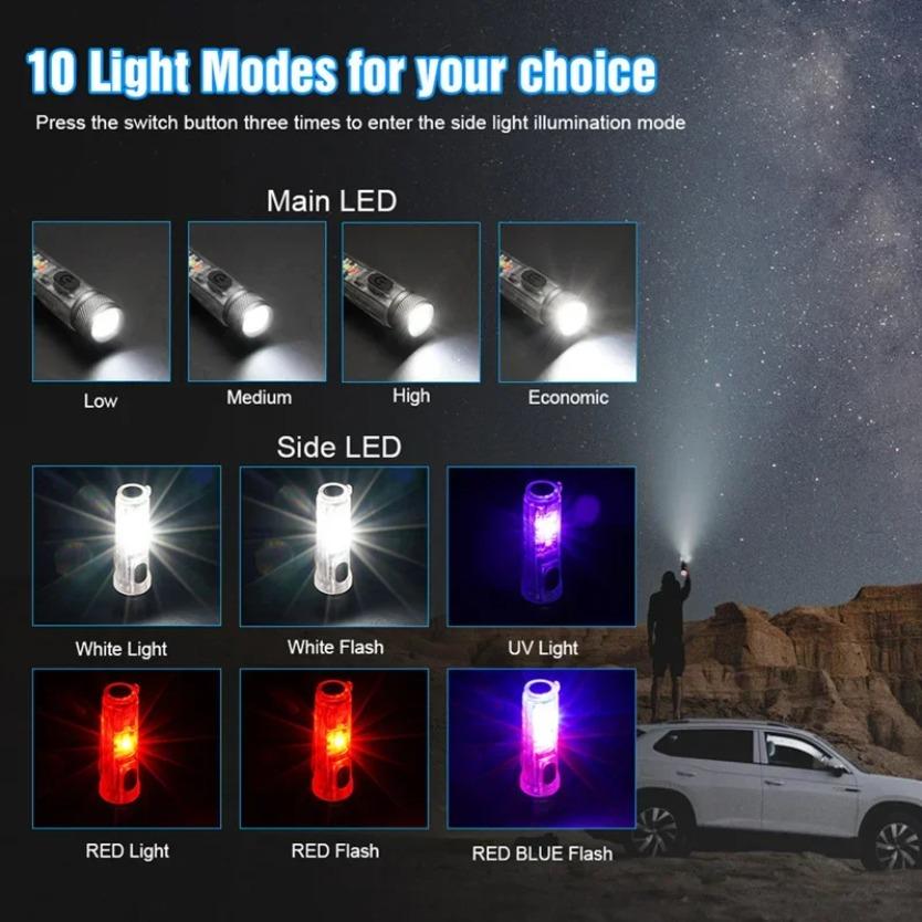 USB Charging Torch High Power Camping Lantern Emergency Mini Keychain Flashlight LED Rechargeable Torch Portable Magnetic