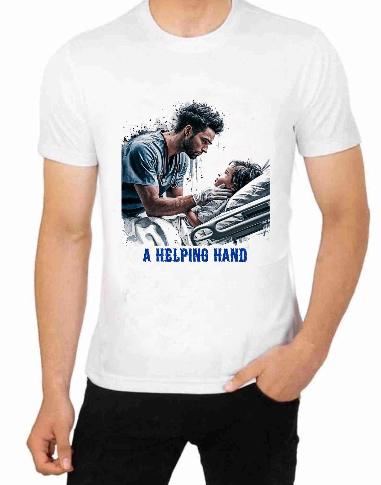A Helping Hand by the Doctor T-Shirt Character Drawing Art XL