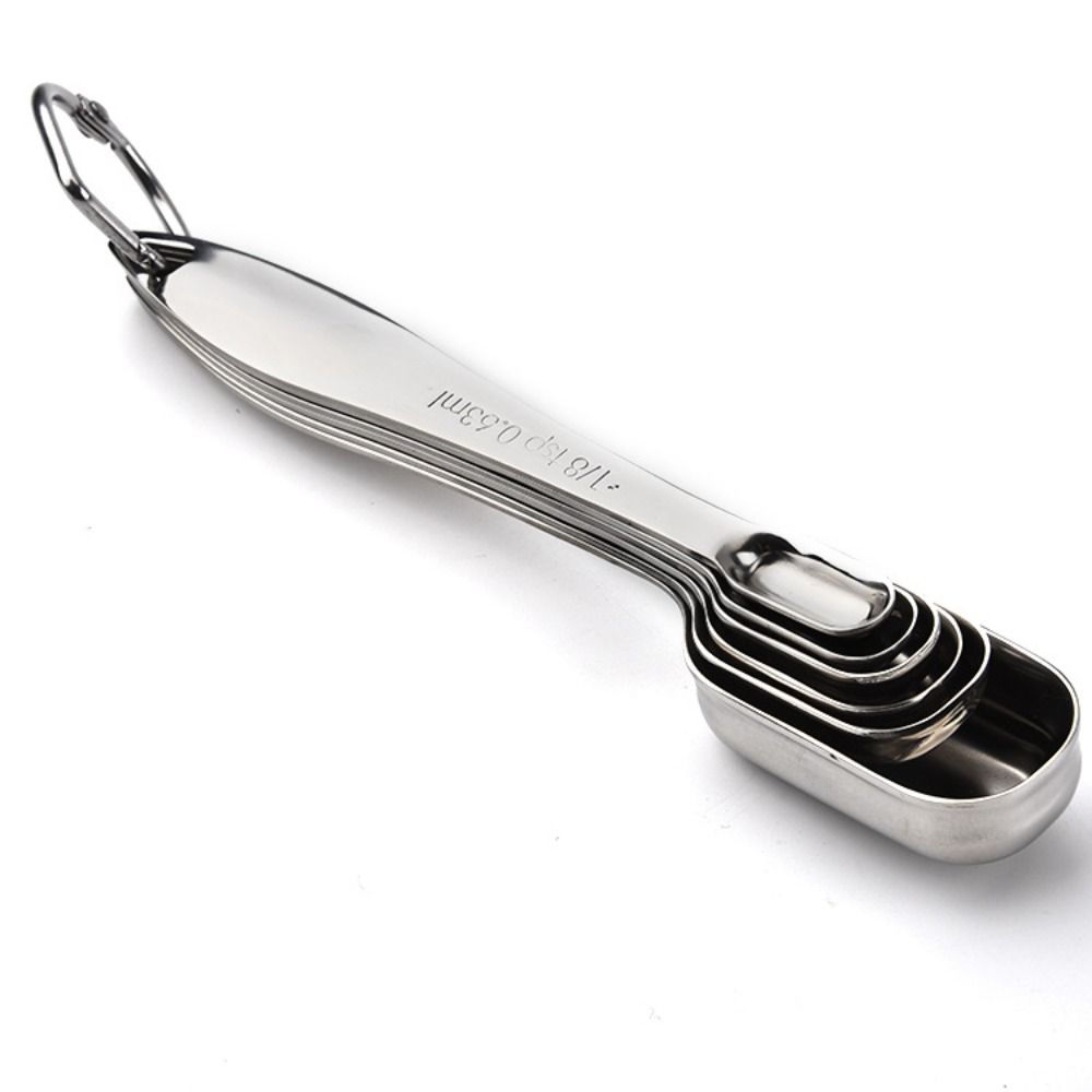 6Pcs Square Shaped Measuring Spoons Set Metal Teaspoon Kitchen Measuring Tool  for Dry or Liquid
