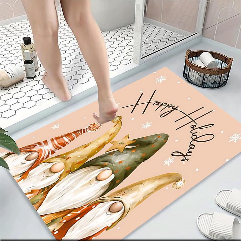 1Pc Holiday Gnomes Celebration Carpet Rug Soft Washable Antislip Home Living Room Sofa Mats Personalized Christmas Rug