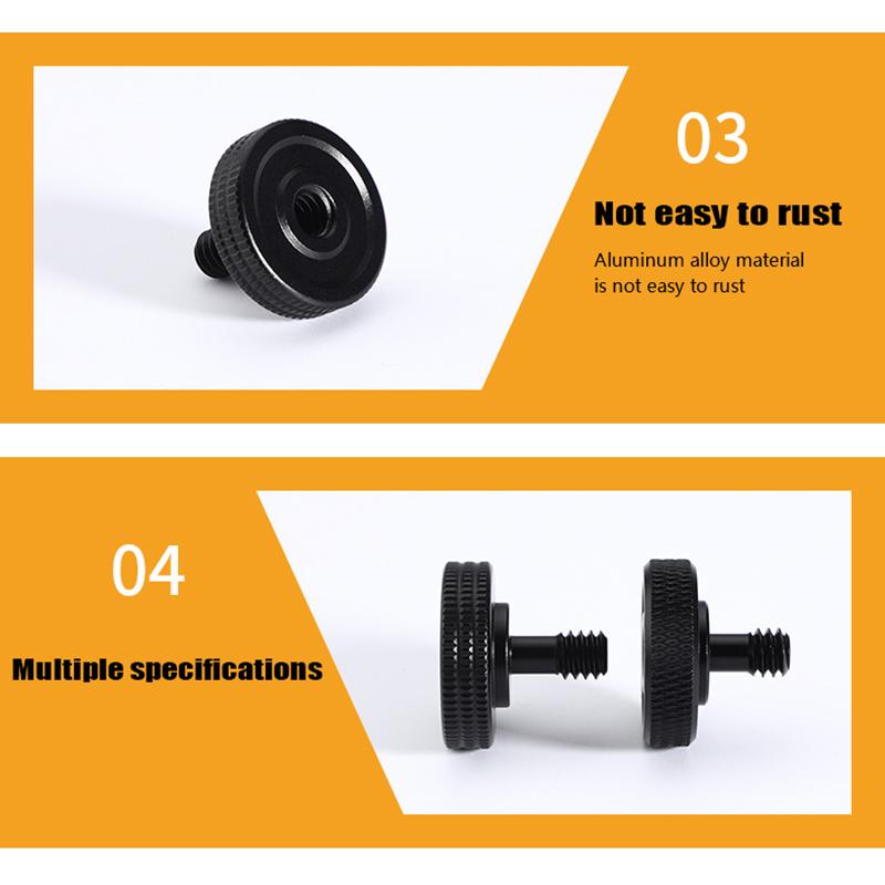 1Pc Black Metal Camera Screw Mount 1/4" Dual Nuts Tripod Mount Screw Double Layer Thread Screw Mount Adapter For Camera Flash
