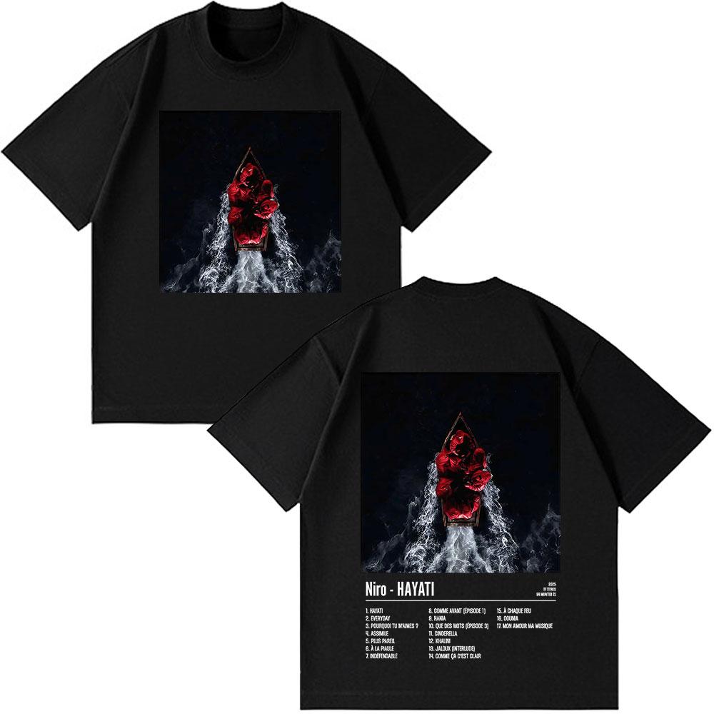 Rapper Niro OX7 Album T-shirt Men Women Clothes Hip Hop Fashion Pop Music T-shirts Male Casual Vintage T Shirt Streetwear