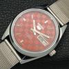 JAPAN SEIKO 5 AUTOMATIC MENS 6309A REFURBISHED RED COLOR DIAL WATCH a440302-4