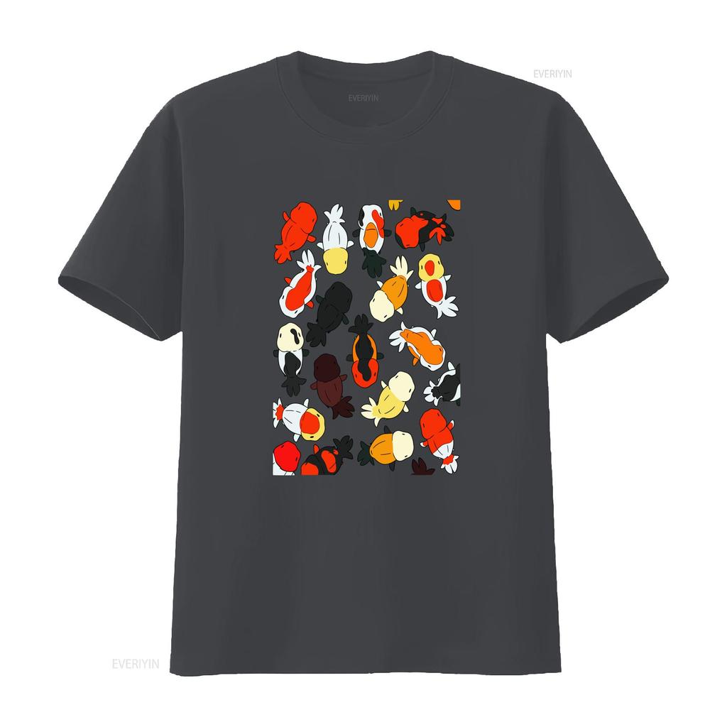 Japanese Ranchu Goldfish T Shirt Colorful Koi Fish Print For All Sizes Vintage Washed Versatile Slightly Fashion Stretched