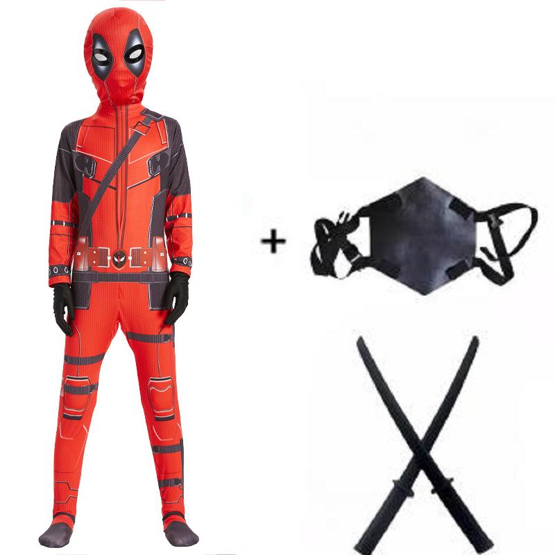 Spooky Holiday Superhero Deadpool Cosplay Suit Jumpsuit Backpack Fantasy Movie Character Mask Tights Featuring Sword Plus Pouch Holiday Collection
