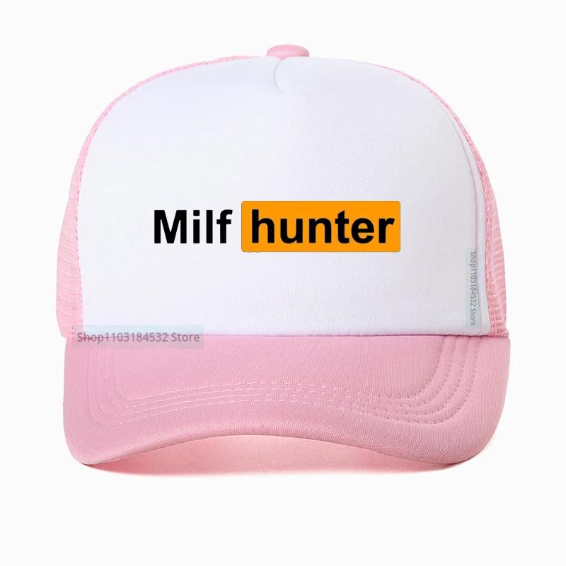 MILF Hunter Baseballkappe Lustiger Erwachsenenhumor Witz Für Männer, die Milfs Lieben Grafische Trucker-Kappen Sommer Outdoor Sonnenschutz Netzmütze