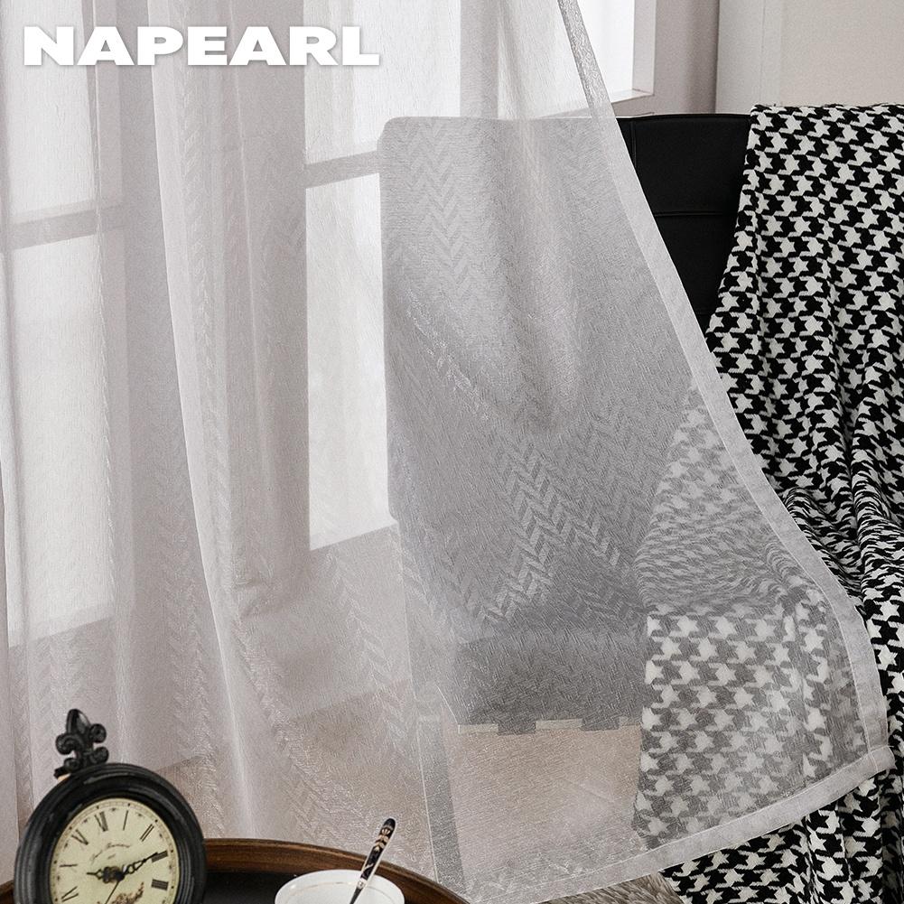 1PC NAPEARL Minimalist Filter Jacquard Sheer Curtain, Fresh and Versatile Transparent Curtains for Bedroom Living Room Home Decor