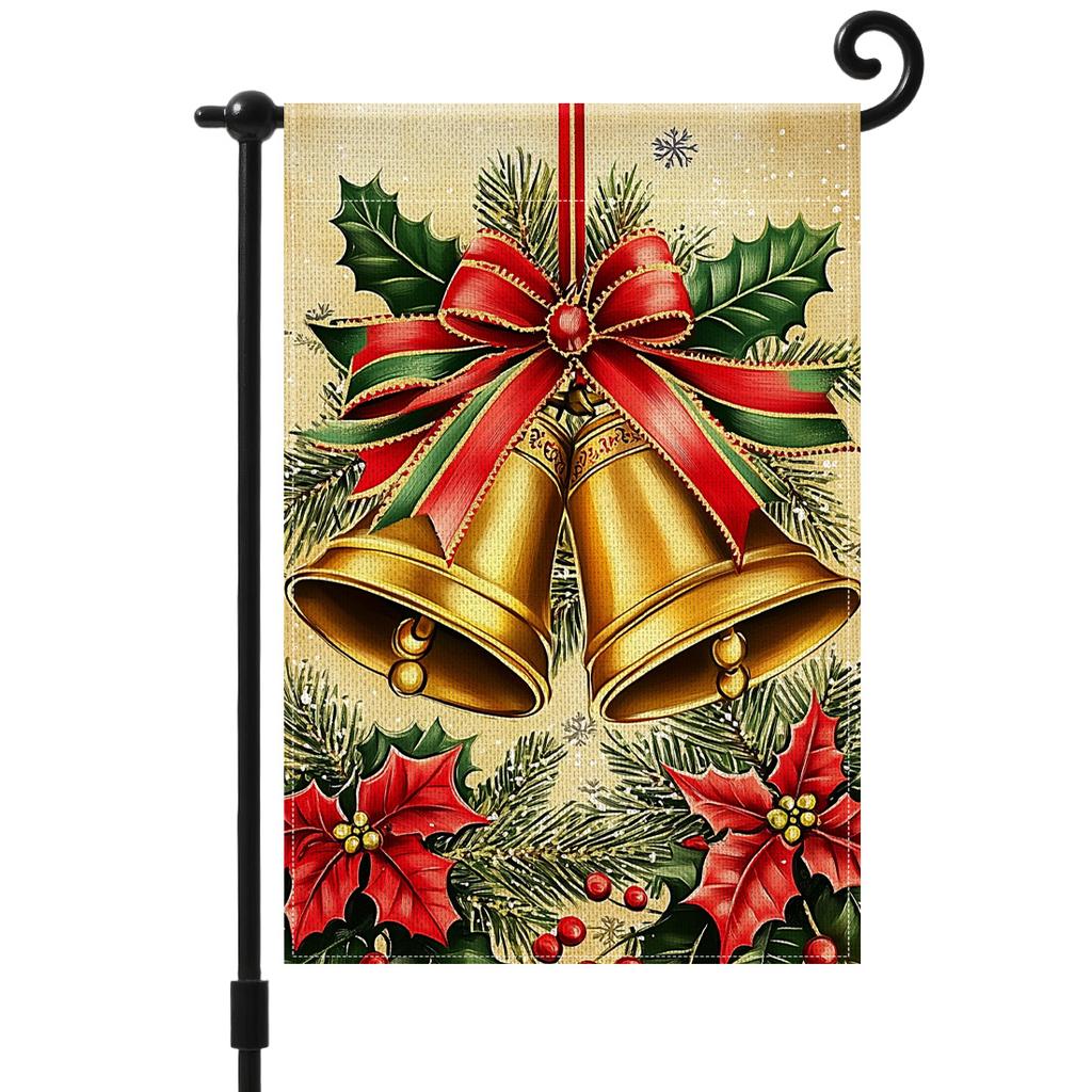 Christmas bell patternGarden Flag 12x18 Inch Double Sided for Courtyard Outdoor Welcome Flag Decoration (Excluding flagpole)