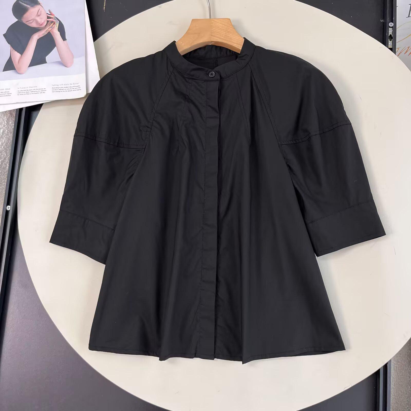 

BM&MD&ZA Женская весенне-летняя универсальная повседневная рубашка с однобортной застежкой L чёрный