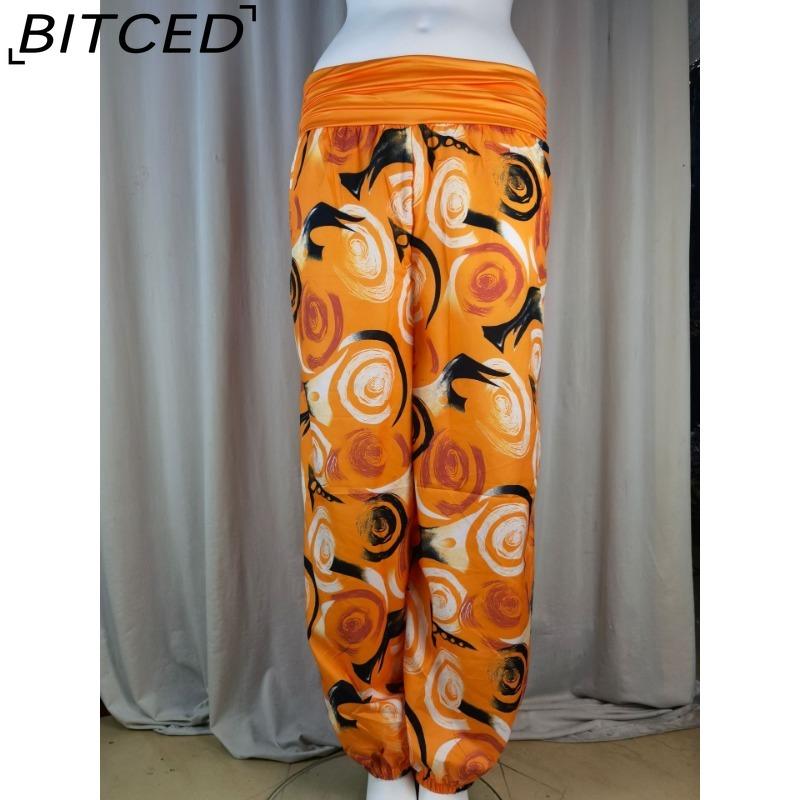 BITCED 15 Color Women Casual Elastic Waist Plus Size Print Long Trousers Straight Loose Long Pants Haren