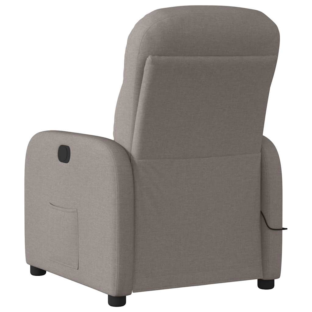 Vidaxl Rozkładany Fotel Masujący, Elektryczny, Kolor Taupe, Tkanina