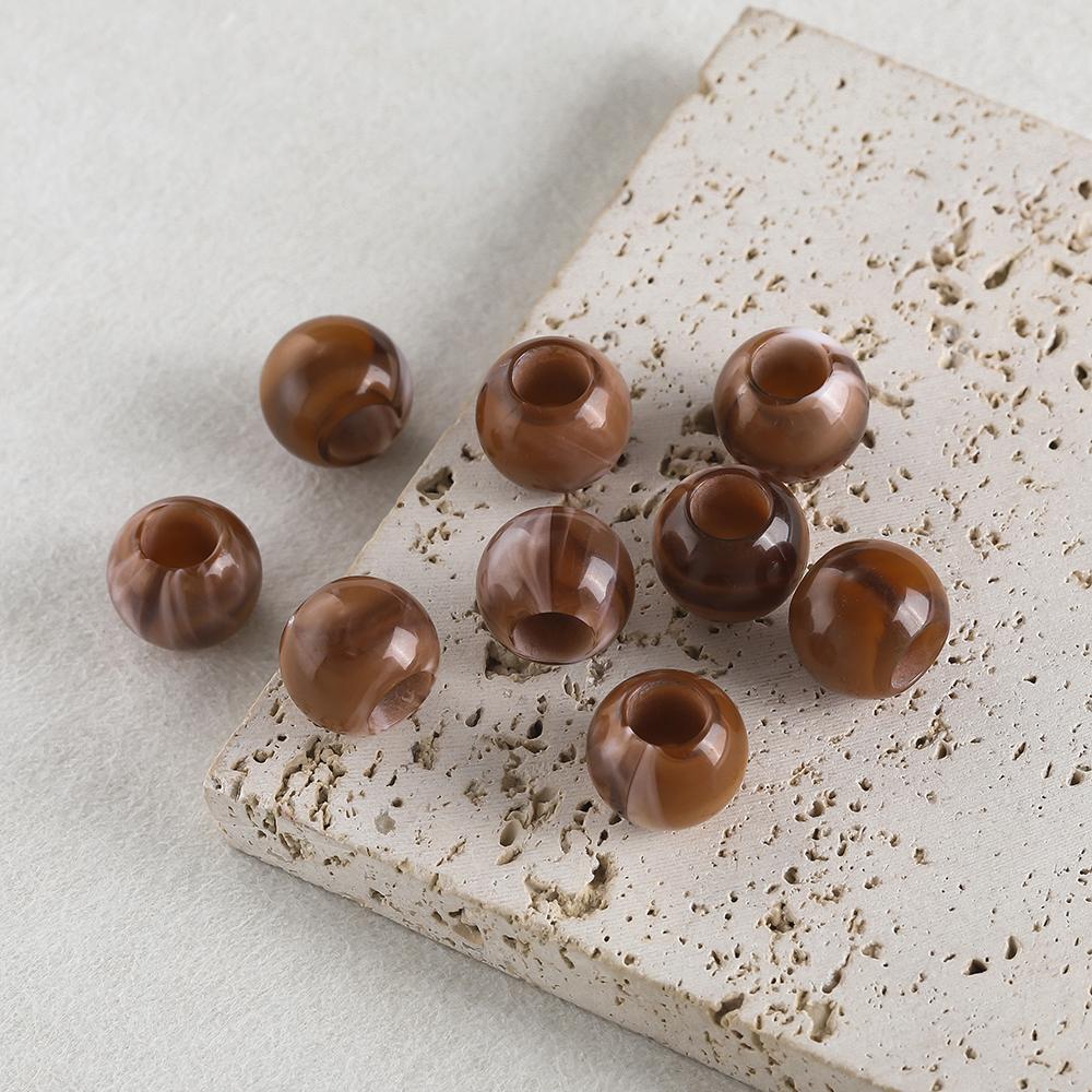 10/30/50/100pcs Acrylic Round Large Hole Beads Two-color Spacer Beads for DIY Jewelry Making Necklace Bracelet Craft Accessories