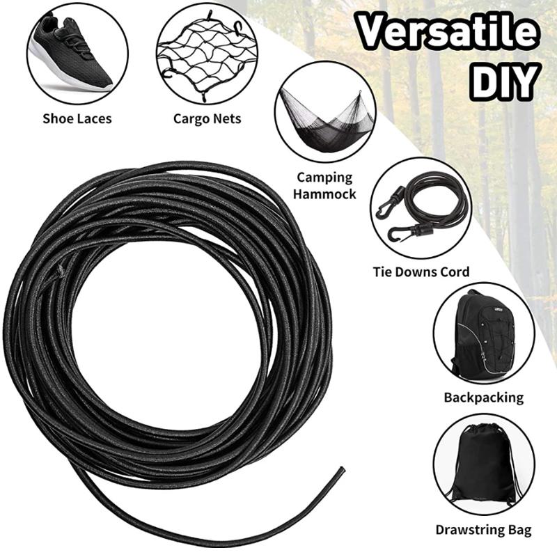 2M Strong Elastic Cord Black/White High Elastic Round Elastic Band Rubber Band Elastic Cord For DIY Sewing Accessories Dia 4mm