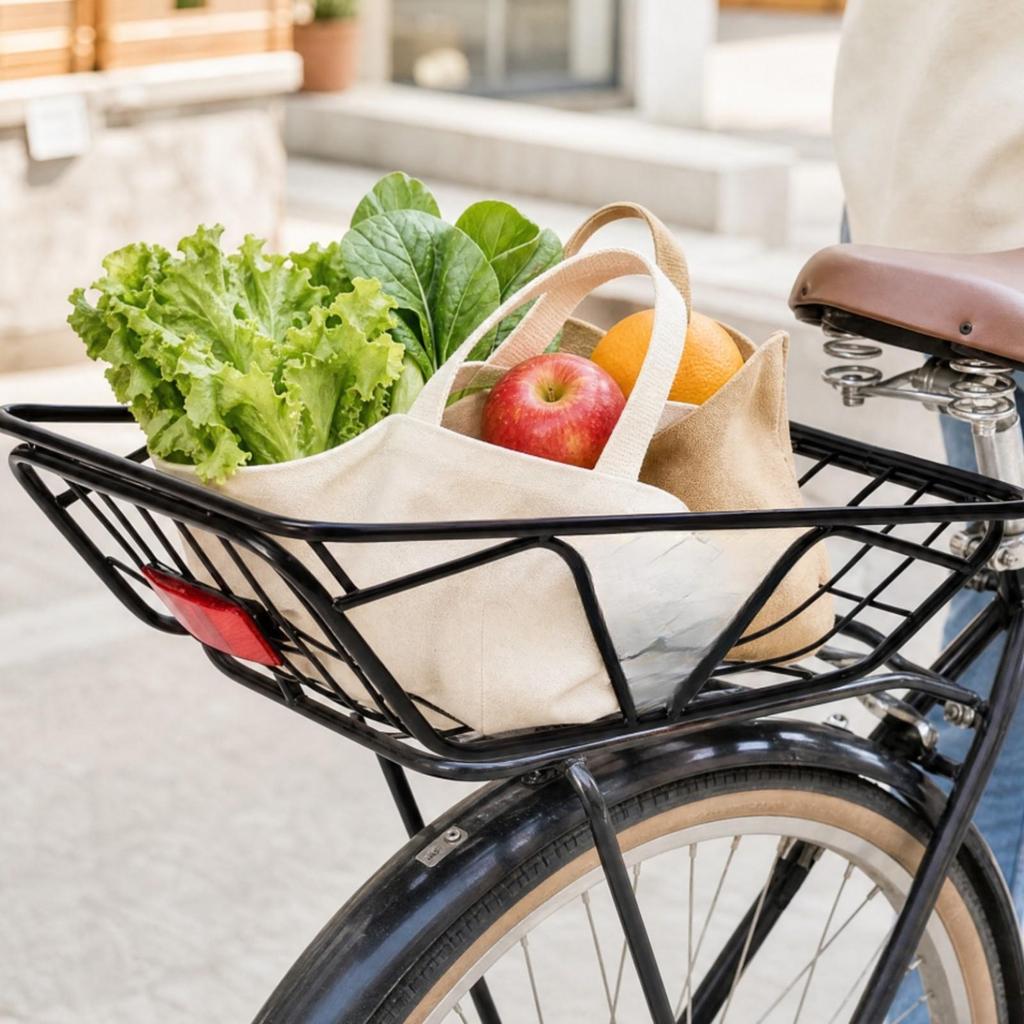 Rear Bike Basket with Reflector Long-Lasting Carrier Stable for Grocery Shopping