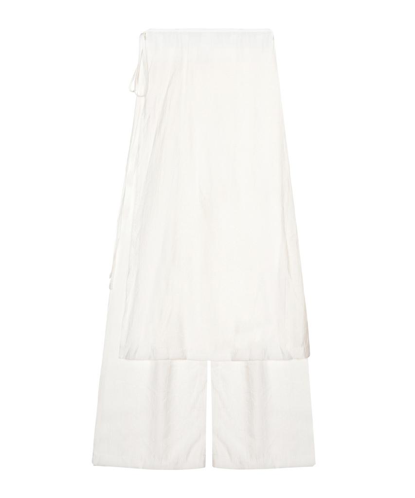 Nigaennikol Wrinkle Layered Wrap Skirt Pants_Ivory