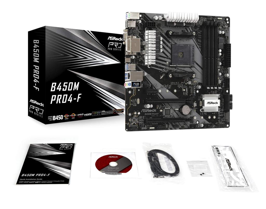 Asrock B450M Socket AMD Promontory Quad Základní deska PRO4-F AM4/ B450/ DDR4/ CrossFireX/ SATA3&USB3.1/ M.2/ A&GbE/MicroATX