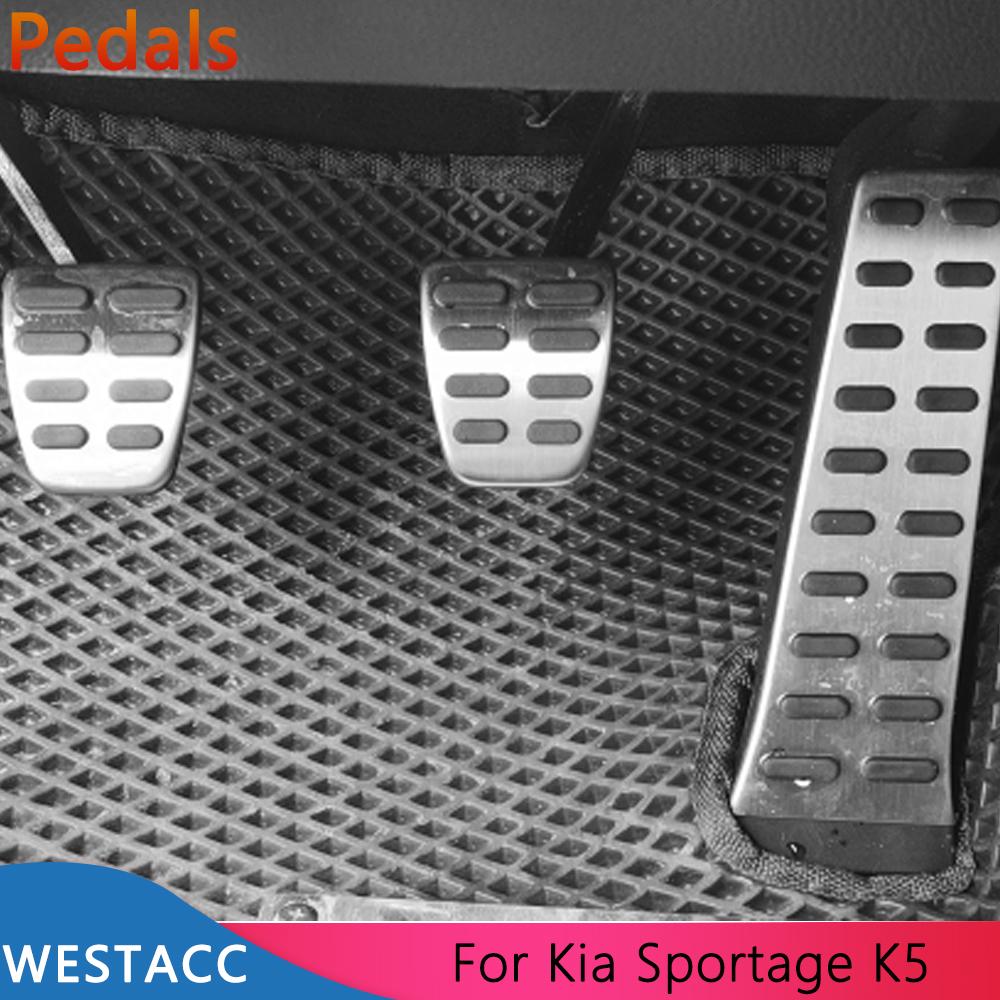 Edelstahl-Autopedale, Gas- und Bremspedalabdeckung für Kia Sportage 3 RSL 2010–2015, K5 2009–2016