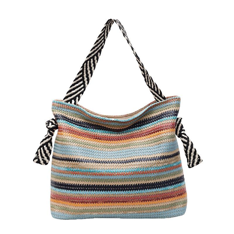 A Laid-back Single-shoulder Casual Grass-woven Beach Bag for Women A Versatile Commuter Underarm Bag