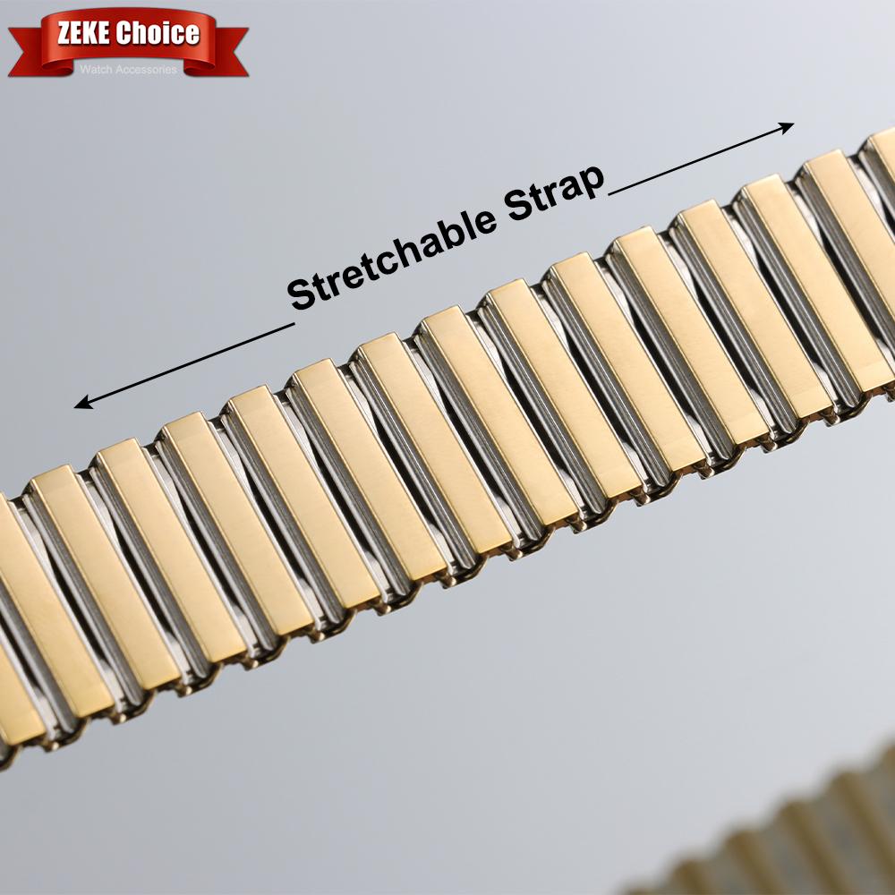 16mm-22mm Stainless Steel Elastic Stretch Strap Universal Replacement Watch Band Accessories Bracelet Gold Metal Expansion Strap