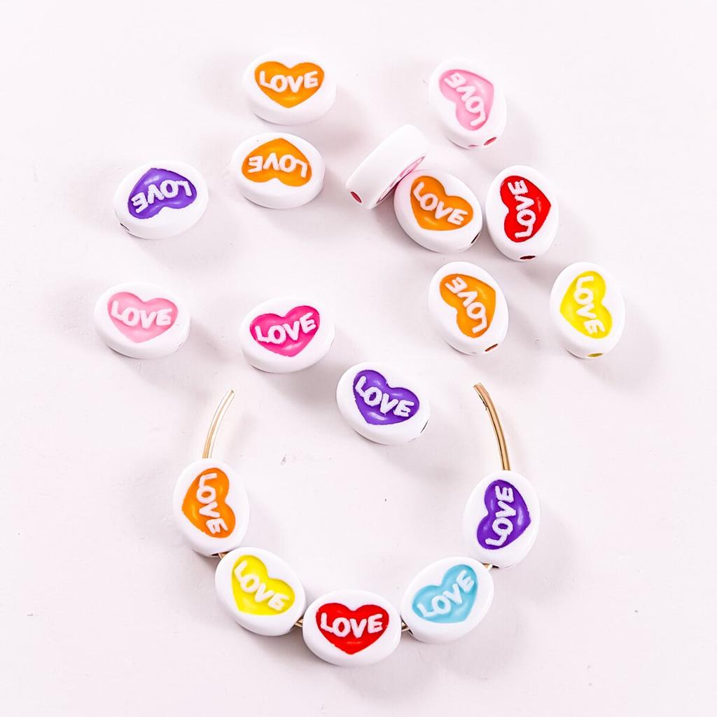 Akrylowe Koraliki Miłości 30szt. Koraliki w kształcie serca 12,5*9,5mm Urocze Luźne Koraliki Przekładkowe Biżuteria na Walentynki DIY Rzemiosło Bransoletka Naszyjnik