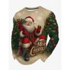 Christmas Elements Santa Claus 3D Printing Men's Spring Autumn Tops T-shirts Fashion Versatile Loose Breathable Long Sleeve O-neck T-shirt Casual