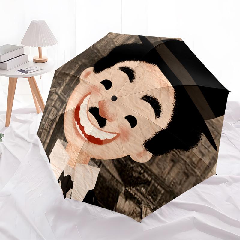 1pc Charlie Chaplin Automatic Folding Umbrella, Portable Collapsible Design, Casual Outdoor Accessory L1127036