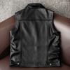 Mens Genuine Leather Vest Top Grain Cowhide Workwear Waistcoat Fall Fashion Jacket