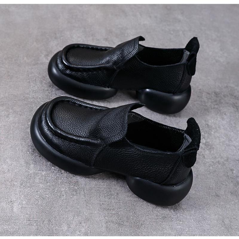 Fashion 2024 Natural Cow Genuine Leather Autumn Summer Women Comfy Flats Ladies Loafers Slip on Female Platform Wedge Shoes