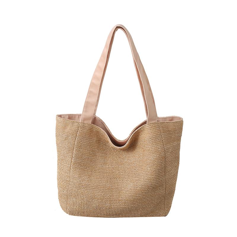 Large Capacity Straw Bag Women's Seaside Vacation Tote Bag for Commuting Shoulder Tote Bag
