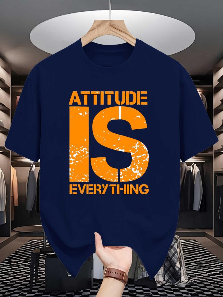 Distressed Attitude Slogan Print Unisexs Crew Neck T Shirt Motivational Letter Graphic Short Sleeve Casual Cotton Daily Tees