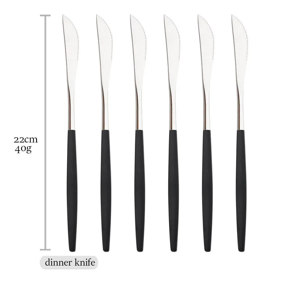 Mirror 5/6/30Pcs Black Silver Tableware Set Stainless Steel Cutlery Kitchen Dinnerware Set Western Knife Fork Spoon Flatware Set