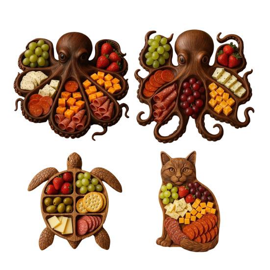 Yousheng Plastic Serving Tray Ocean Themed Cheese Bread Board Fruits Nuts Wood Display Board Beachfront Dinner Party Platter
