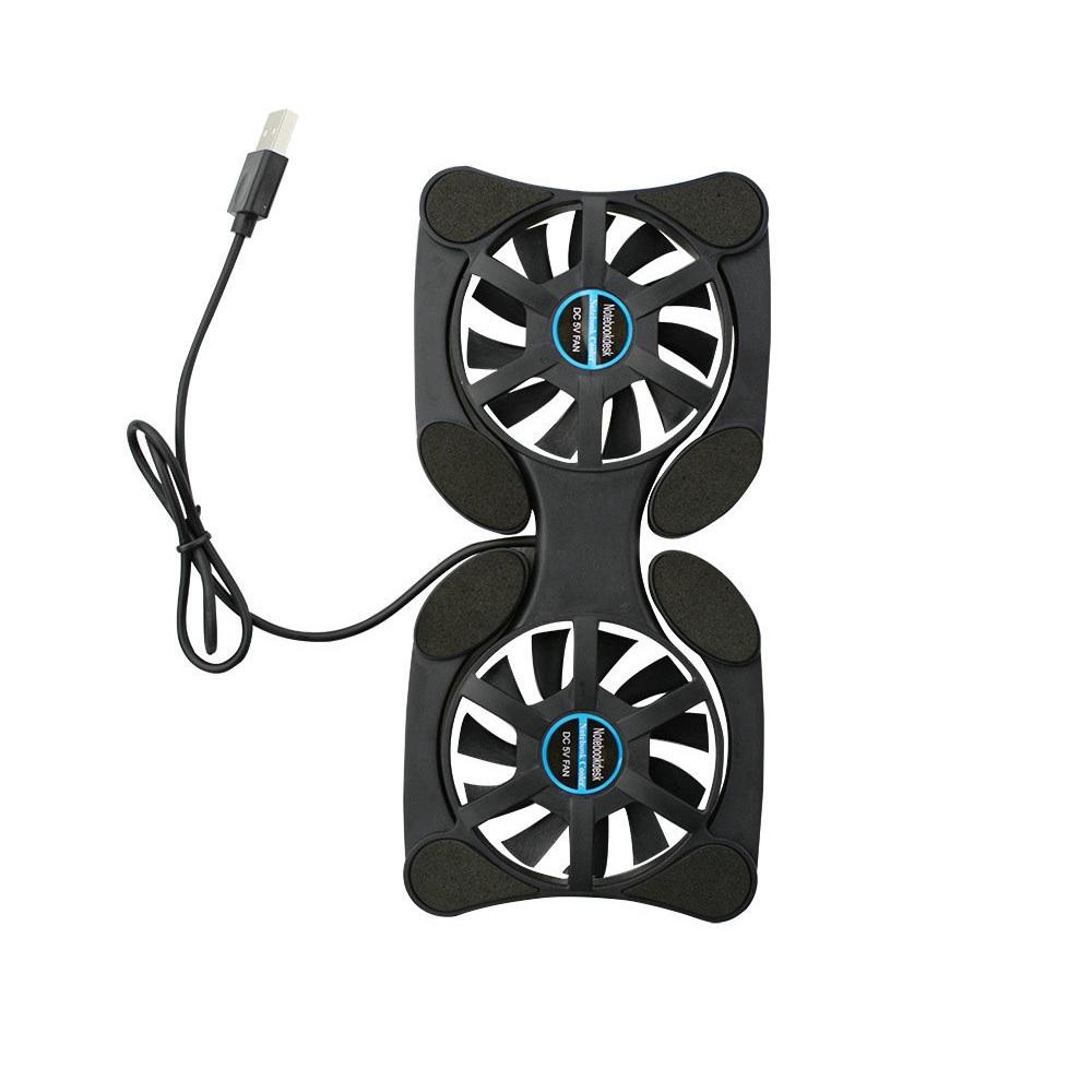 USB Dual Laptop Cooling Adjustable Fan Pad Foldable Slim Fans Cooler Stand