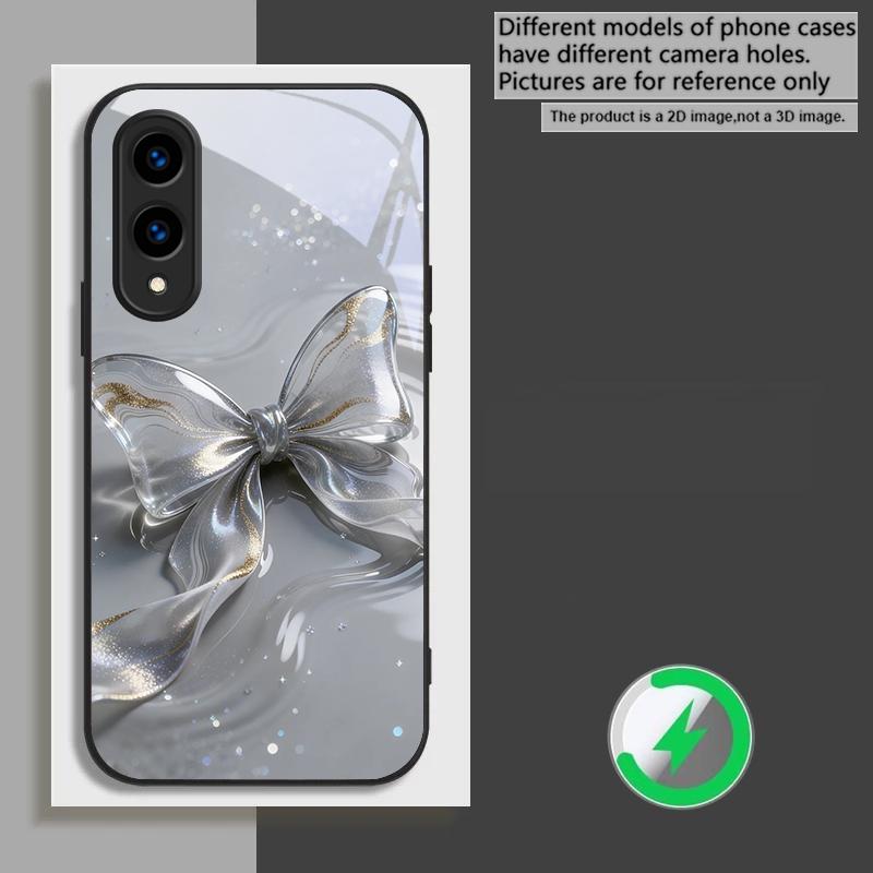 

Transparent crystal bow suitable for Samsung Galaxy S26 Ultra S20 FE S21 S22+ 23 Plus 24 Ultra 25 Edge black Glass Phone Casee Galaxy S26