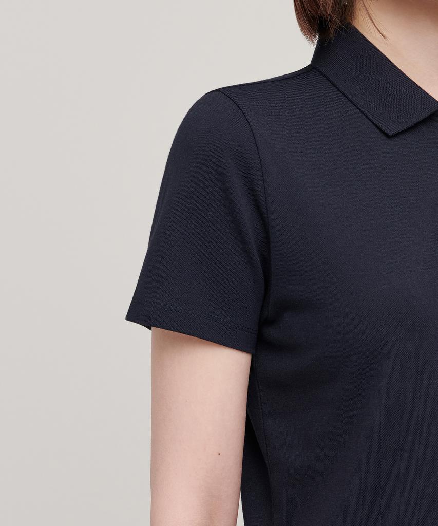 MUSINSA STANDARD WOMAN [Cooltandard] Women'S Crop Pique Polo Shirt [Navy]